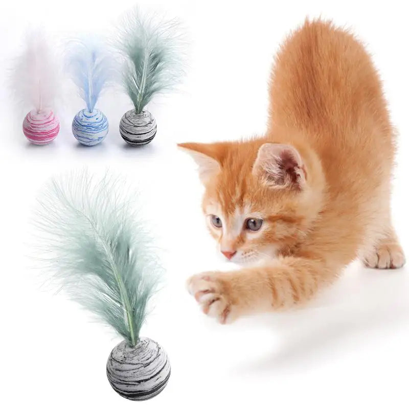 Cat Toy Feathered Star Ball