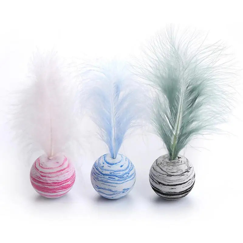 Cat Toy Feathered Star Ball